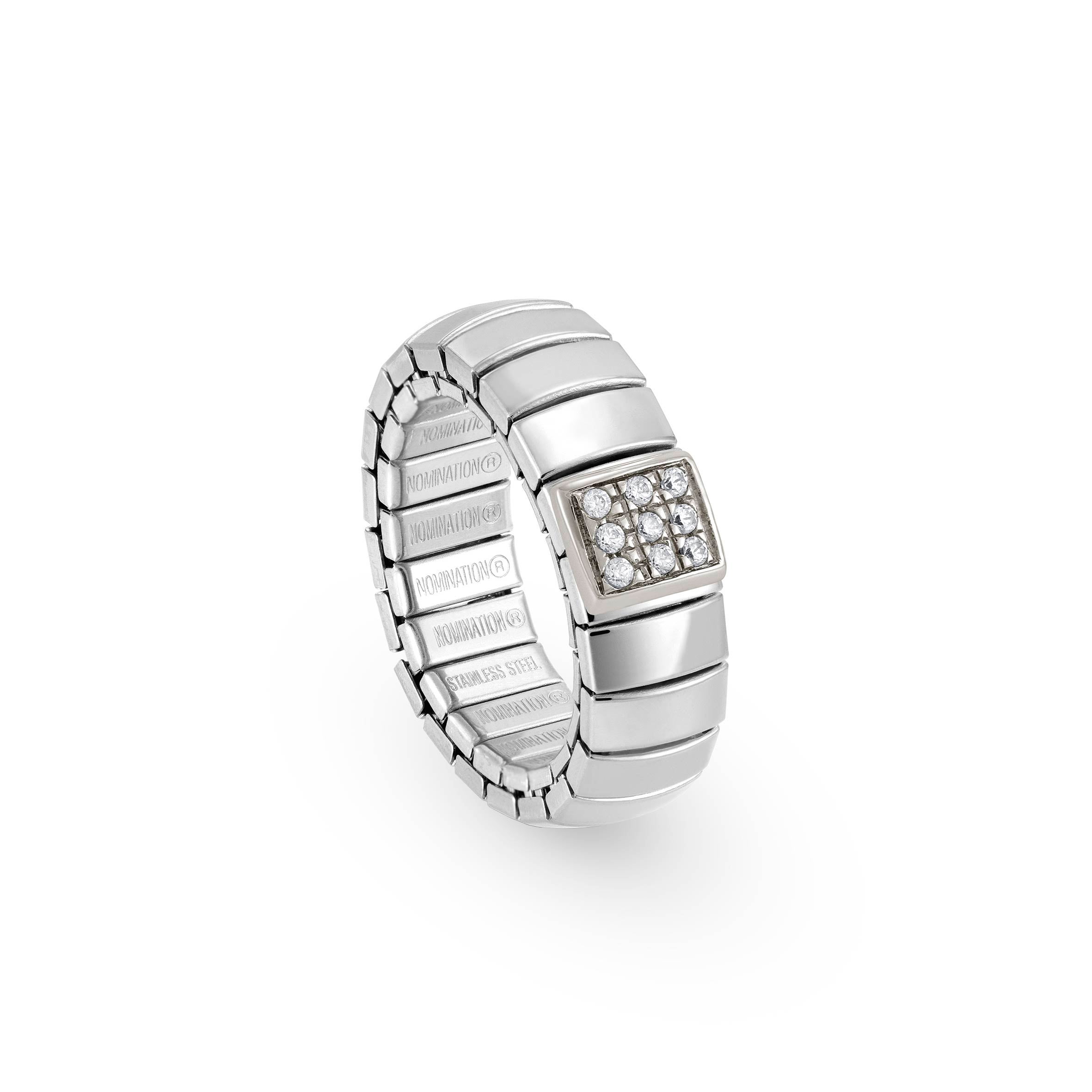Silver Stretch Ring with Square and Zirconia