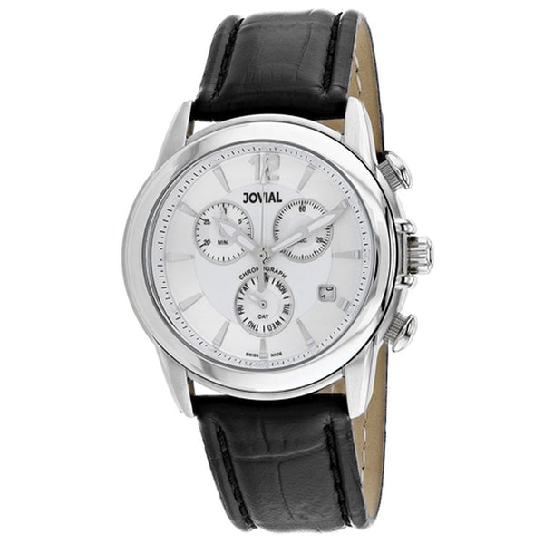 Jovial Men's 04505-GSLC-01 Classic Chronograph Black Leather Watch