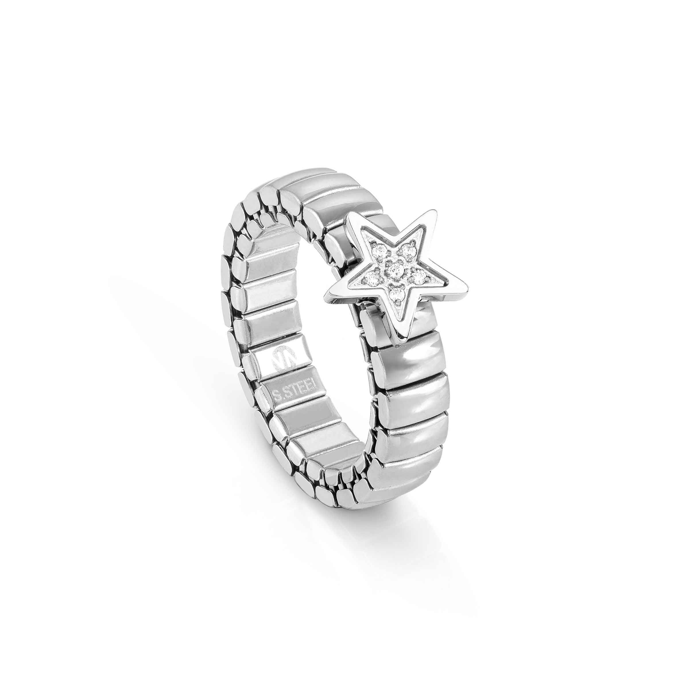 Extension ring in stainless steel with Star and stones