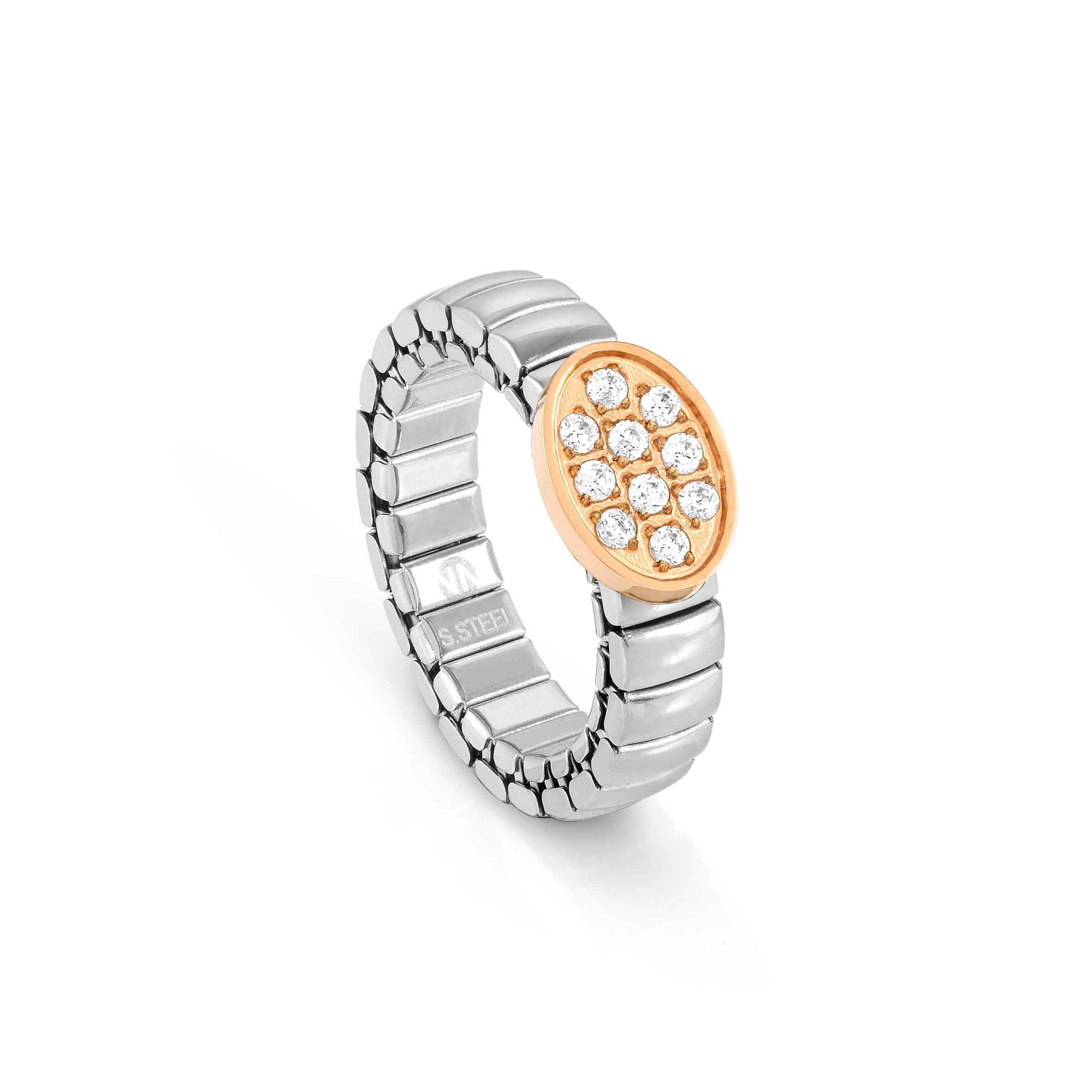 Extension ring in stainless steel with Oval and stones