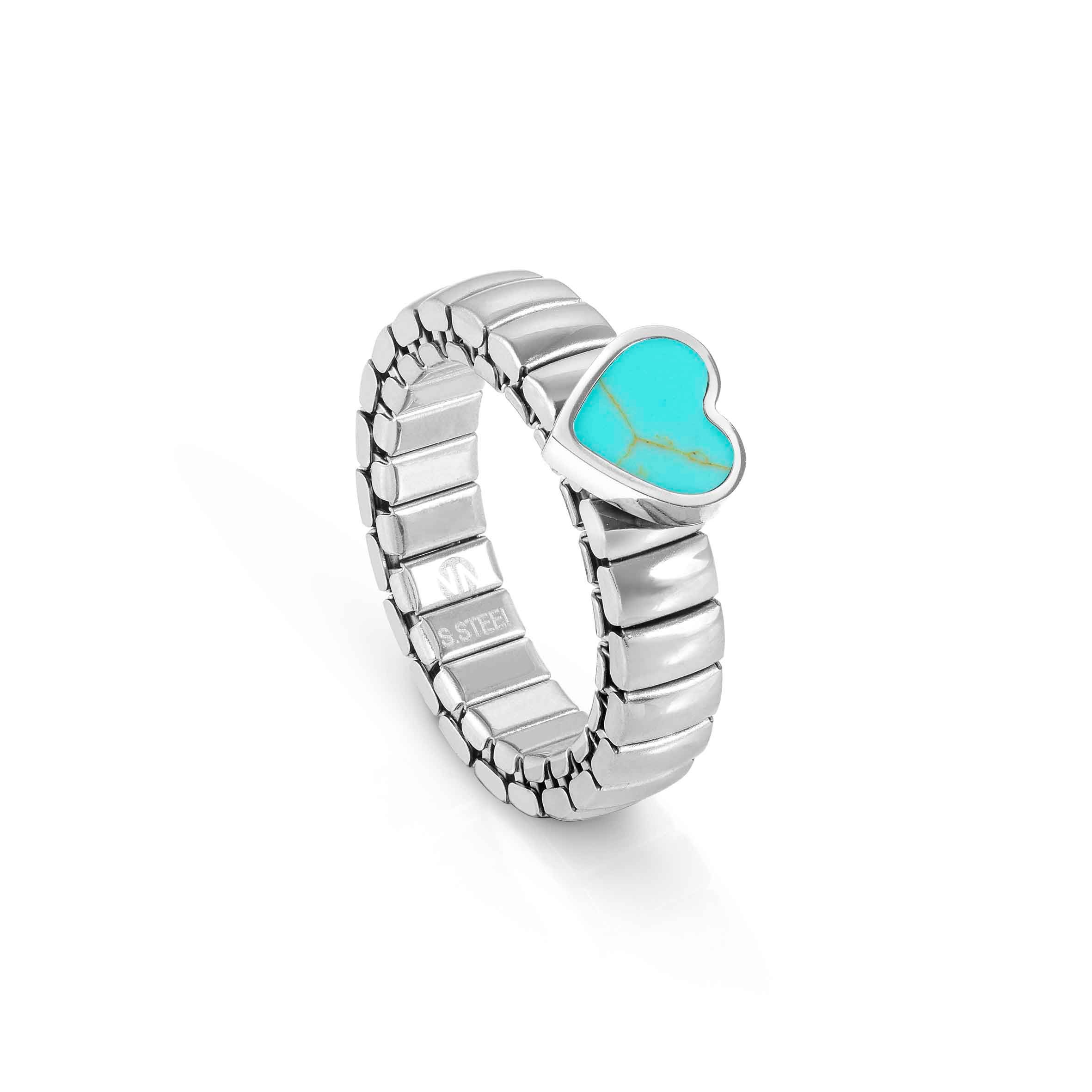 Extension stainless steel ring, coloured Heart