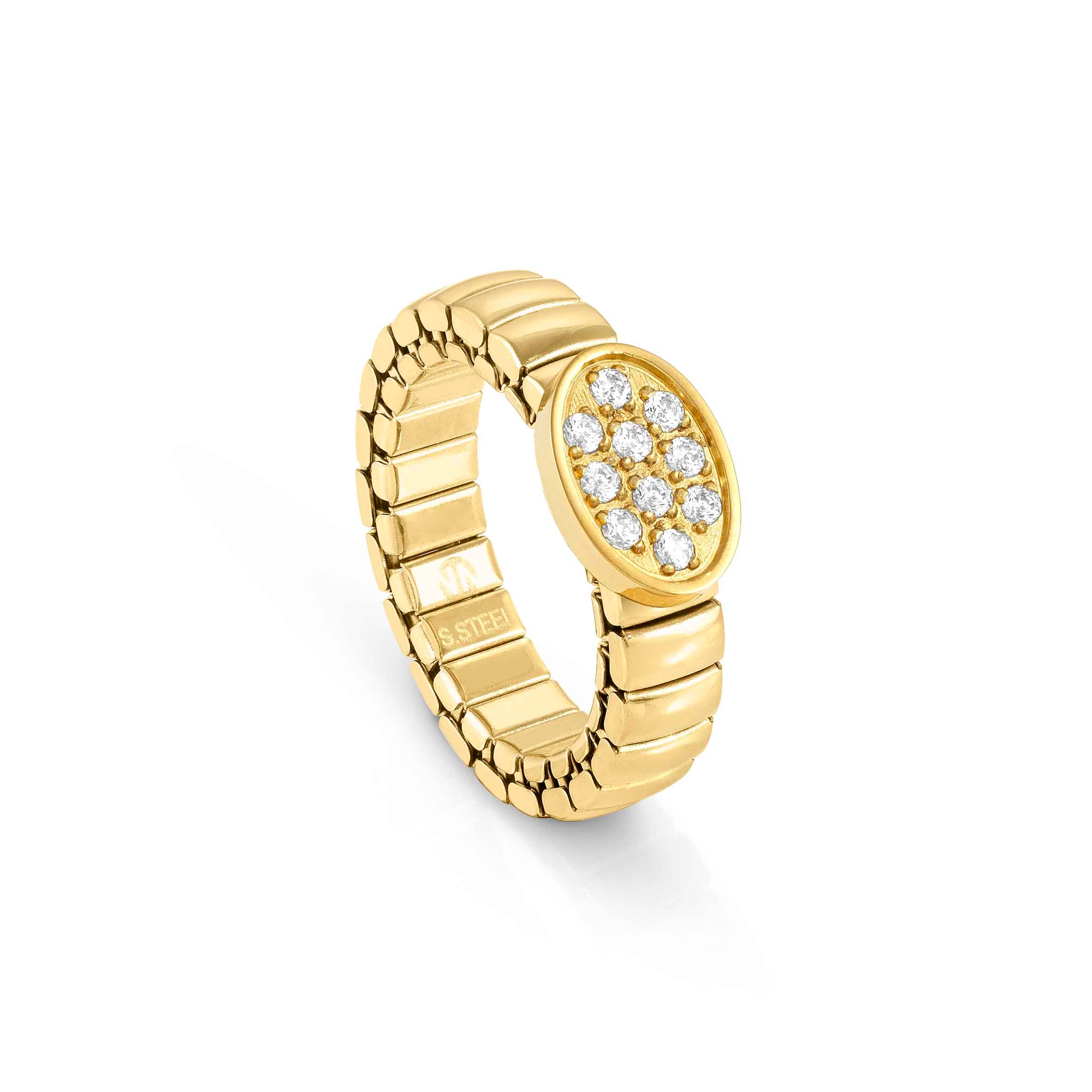 Extension ring, yellow PVD with 1 Oval