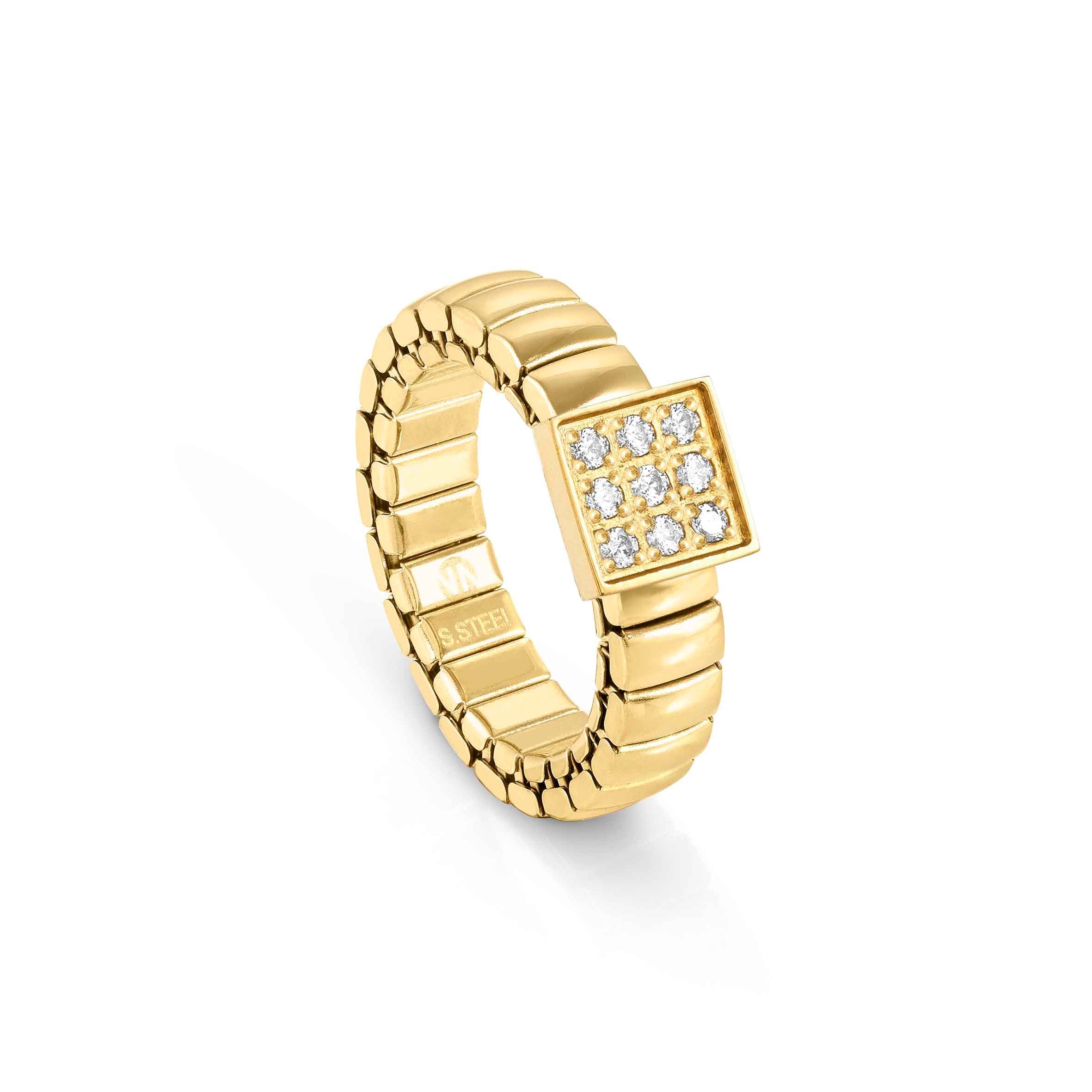 Extension ring, yellow PVD with 1 Square
