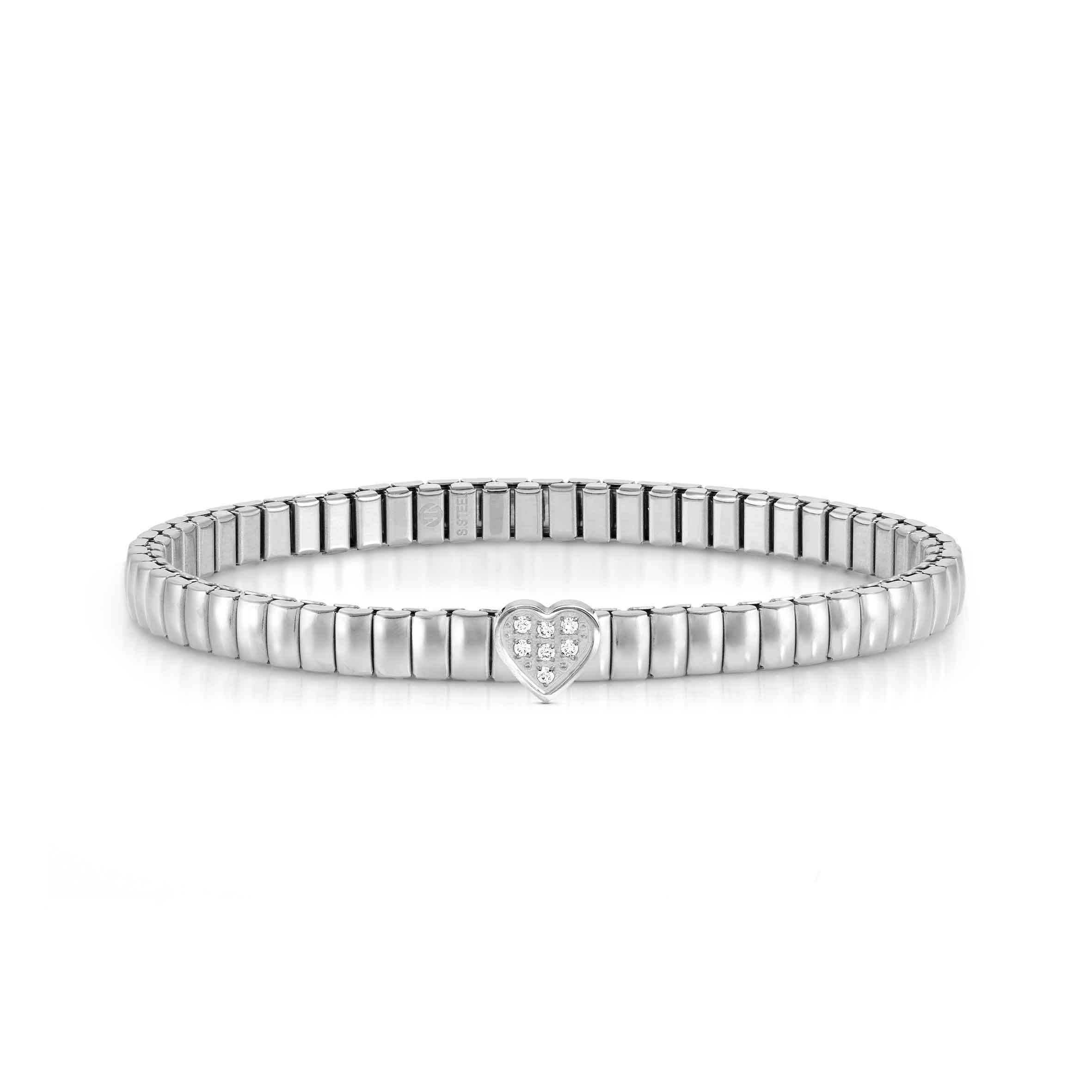 Extension bracelet, stainless with Heart and stones