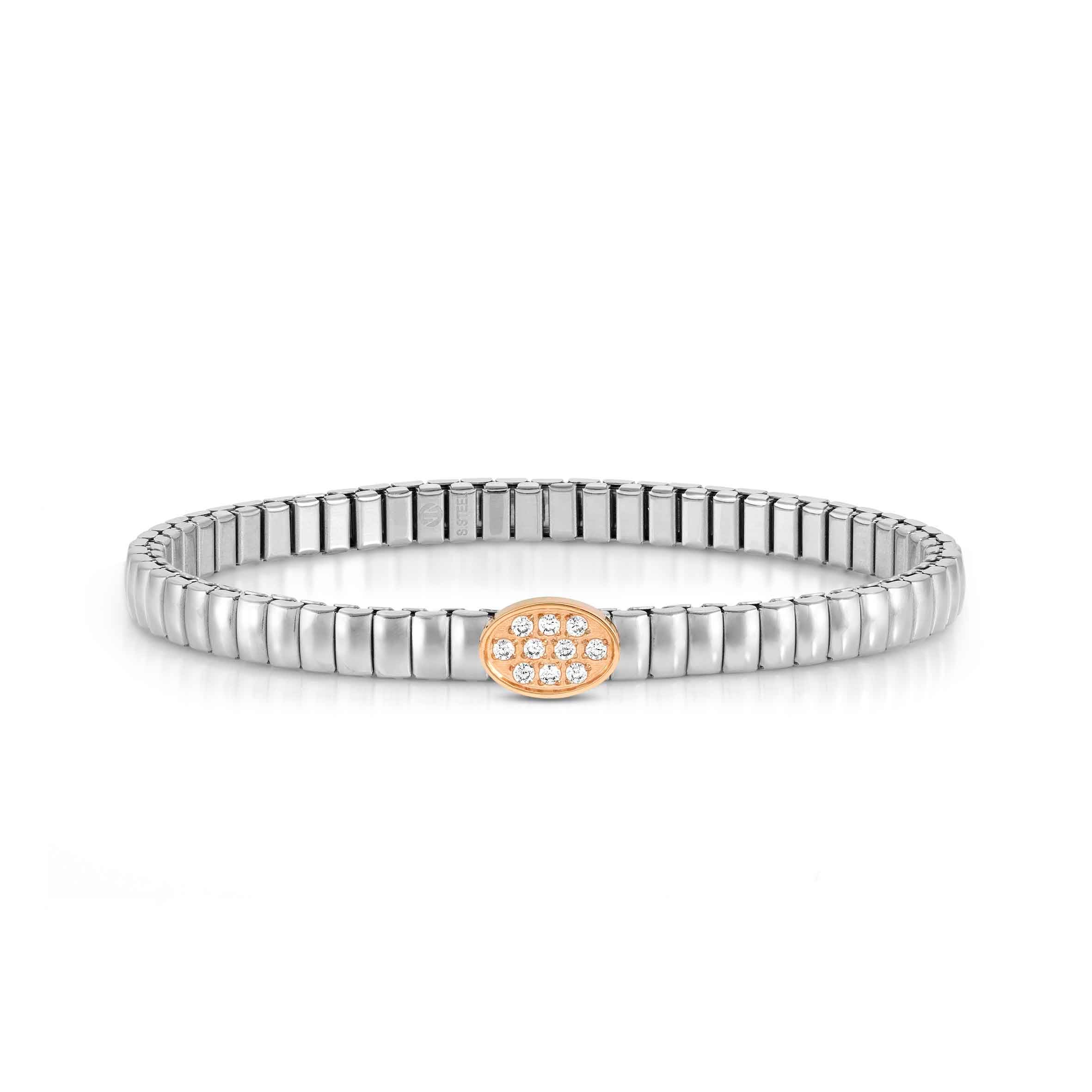 Extension bracelet in stainless steel with Oval and stones