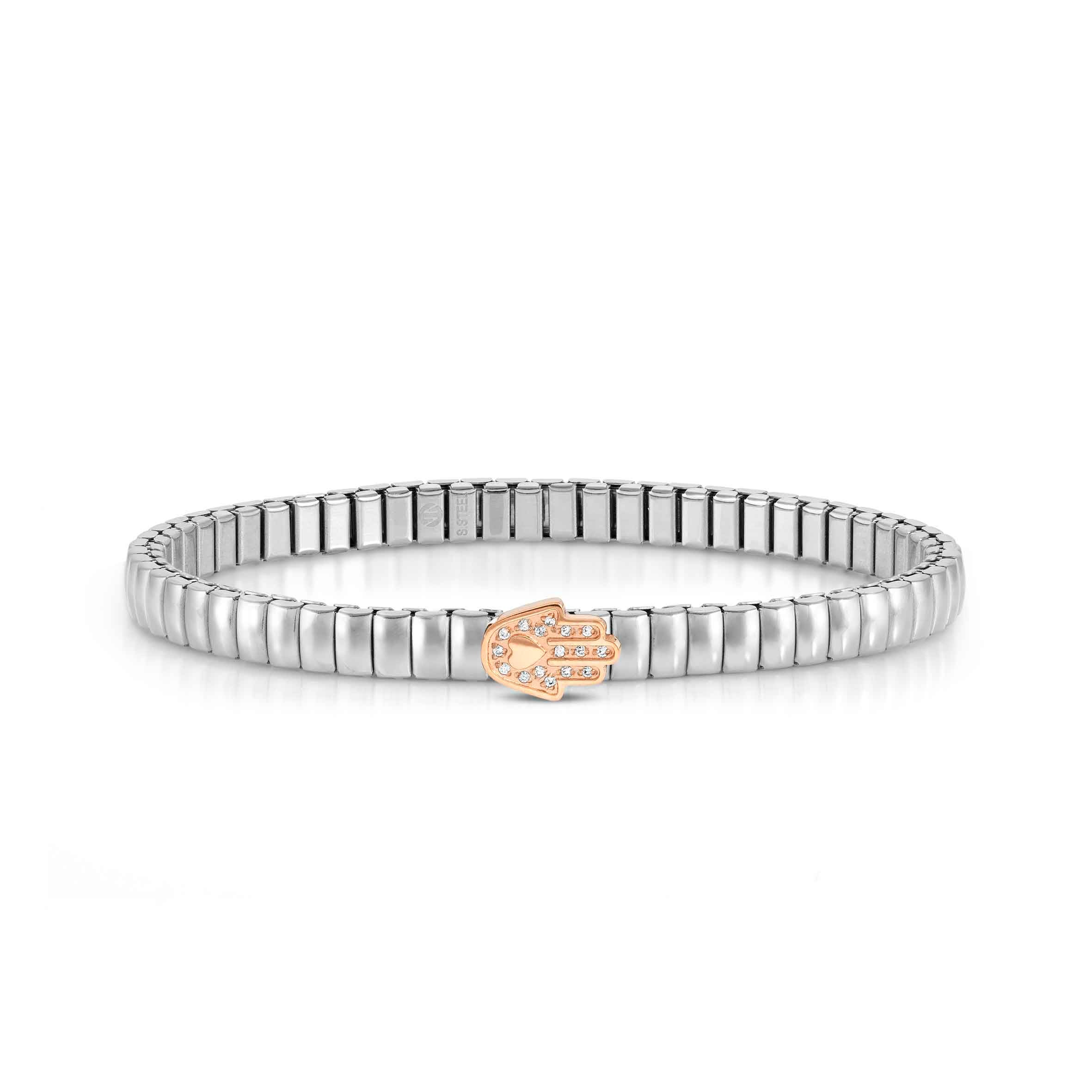 Extension bracelet in stainless steel with Fatima Hand