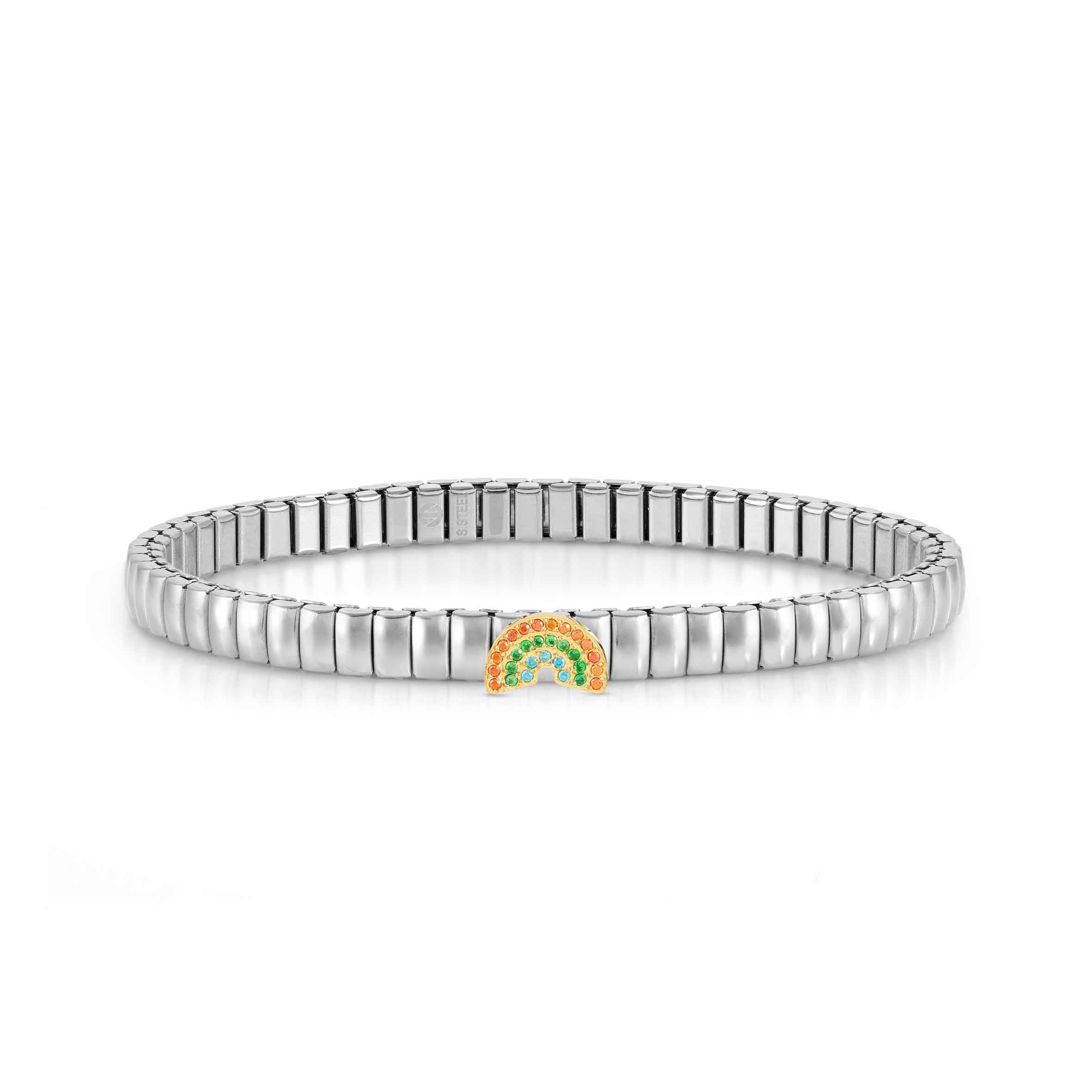 Extension bracelet in stainless steel with Rainbow symbol