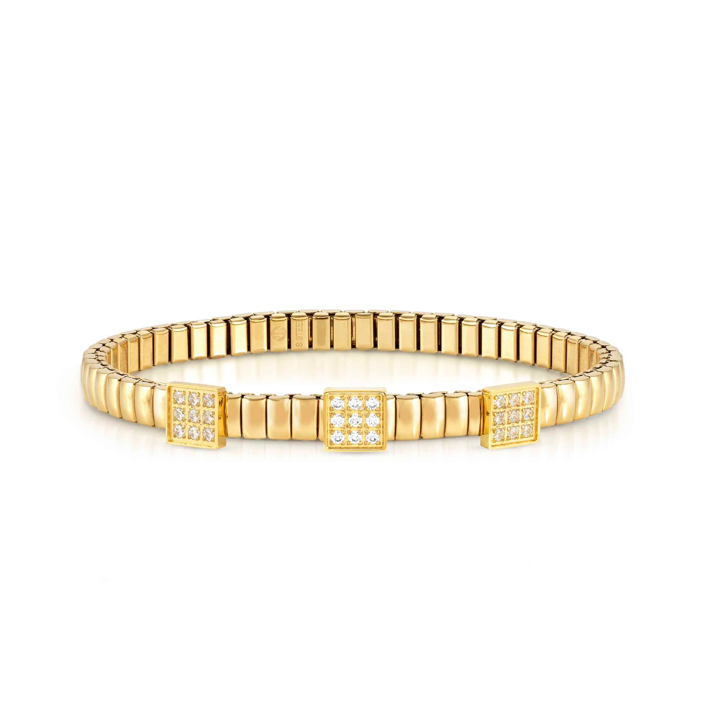 Extension bracelet, yellow PVD with 3 Squares