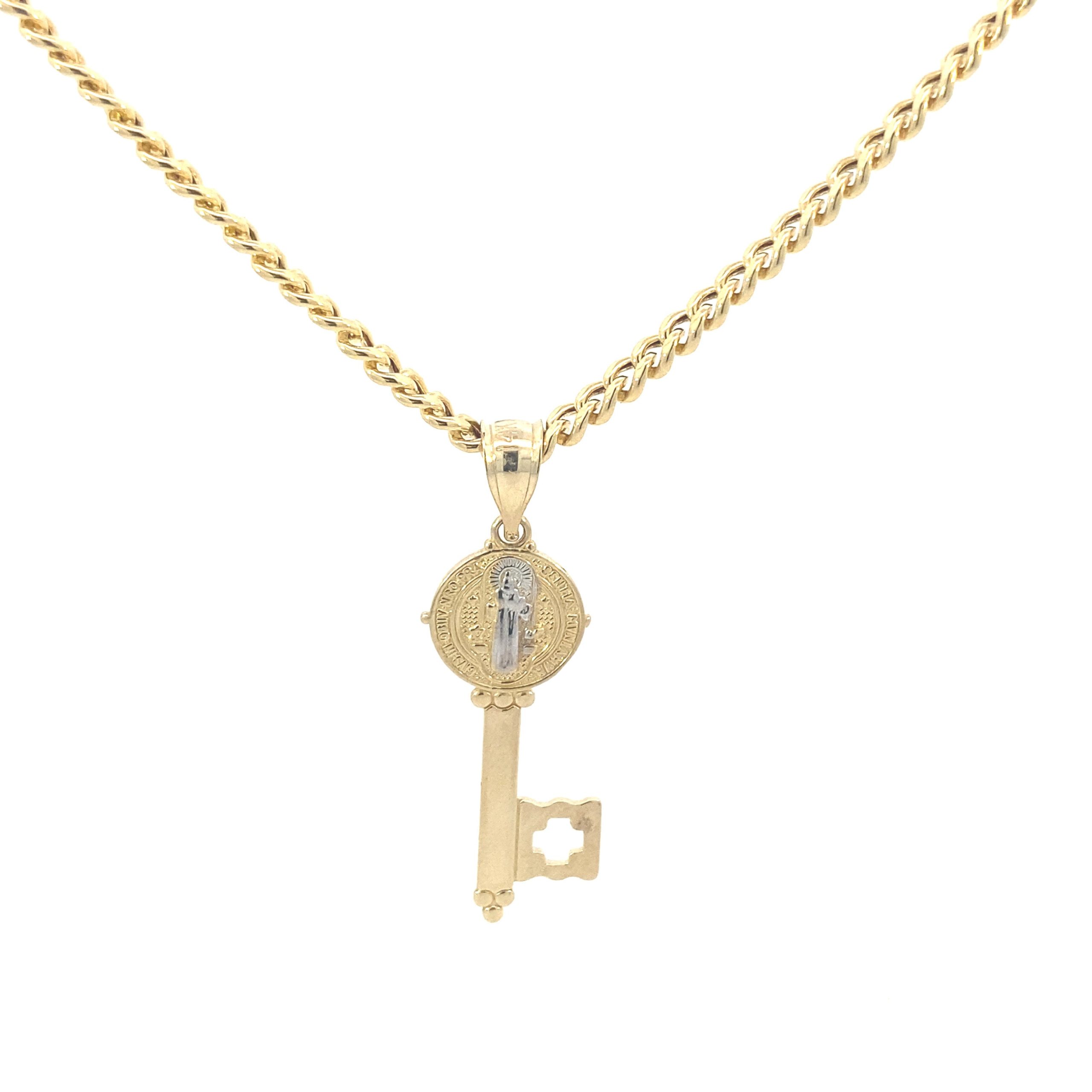 14K Gold 2-tone Key Pendant with Image