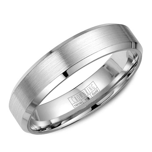 Crown Ring 14k White Gold Wedding Band - WB-7216-M10