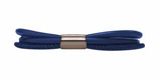 Blue Triple Wrap Leather Bracelet (Silver/Blue)