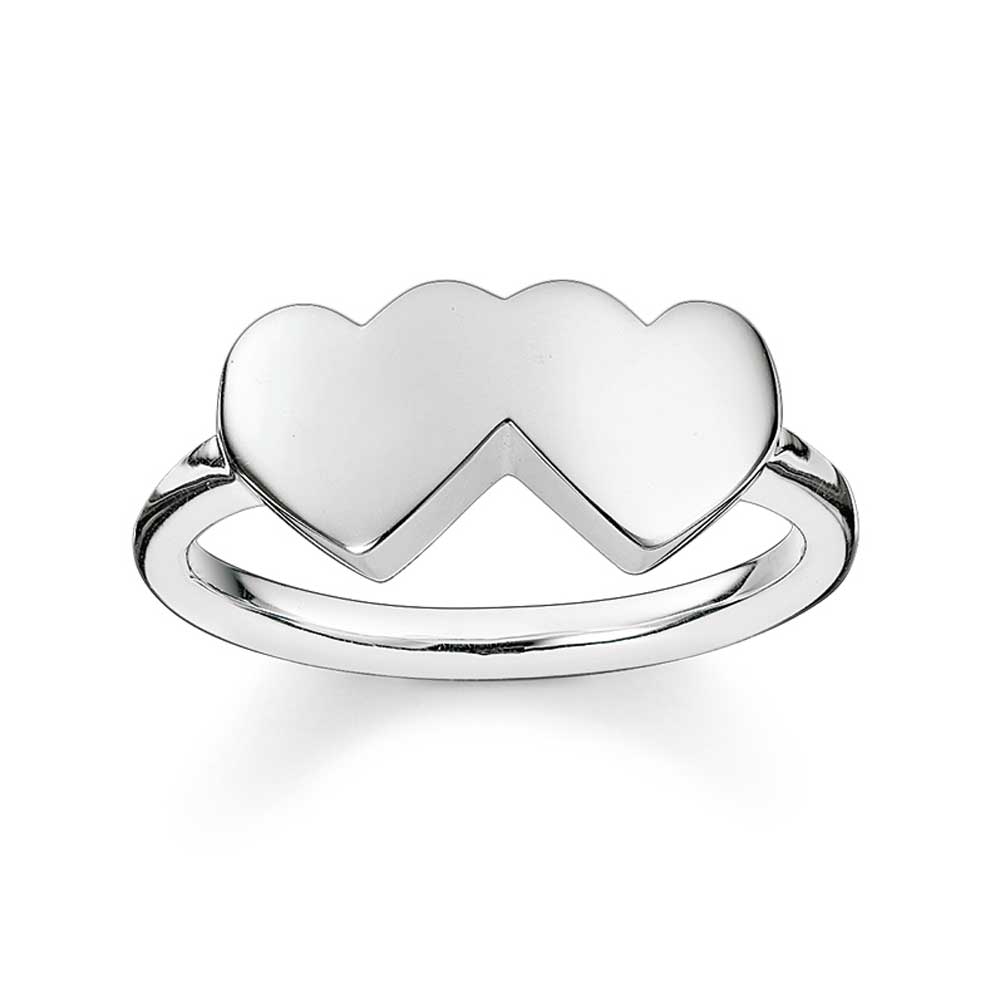 Classic Silver Double Heart Ring (Silver)