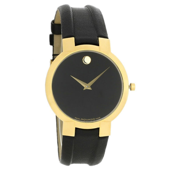 Movado Men's 0605042 Faceto Black Leather Watch
