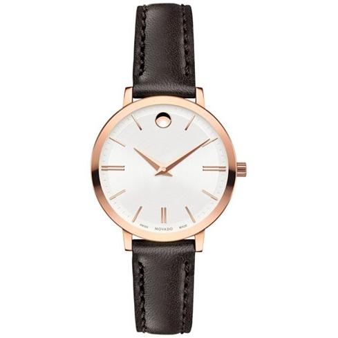 Movado Women's 0607096 Ultra Slim Brown Leather Watch