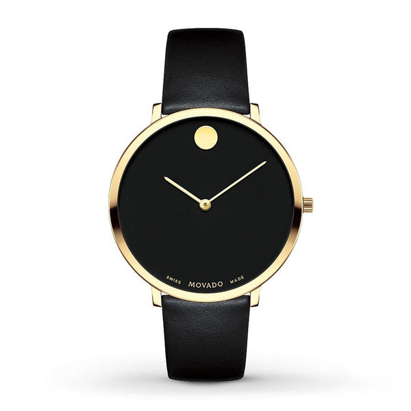 Movado Women's 0607137 Museum Dot Black Leather Watch