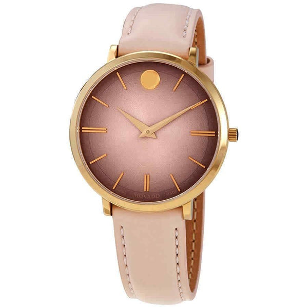 Movado Women's 0607401 Ultra Slim Pink Leather Watch