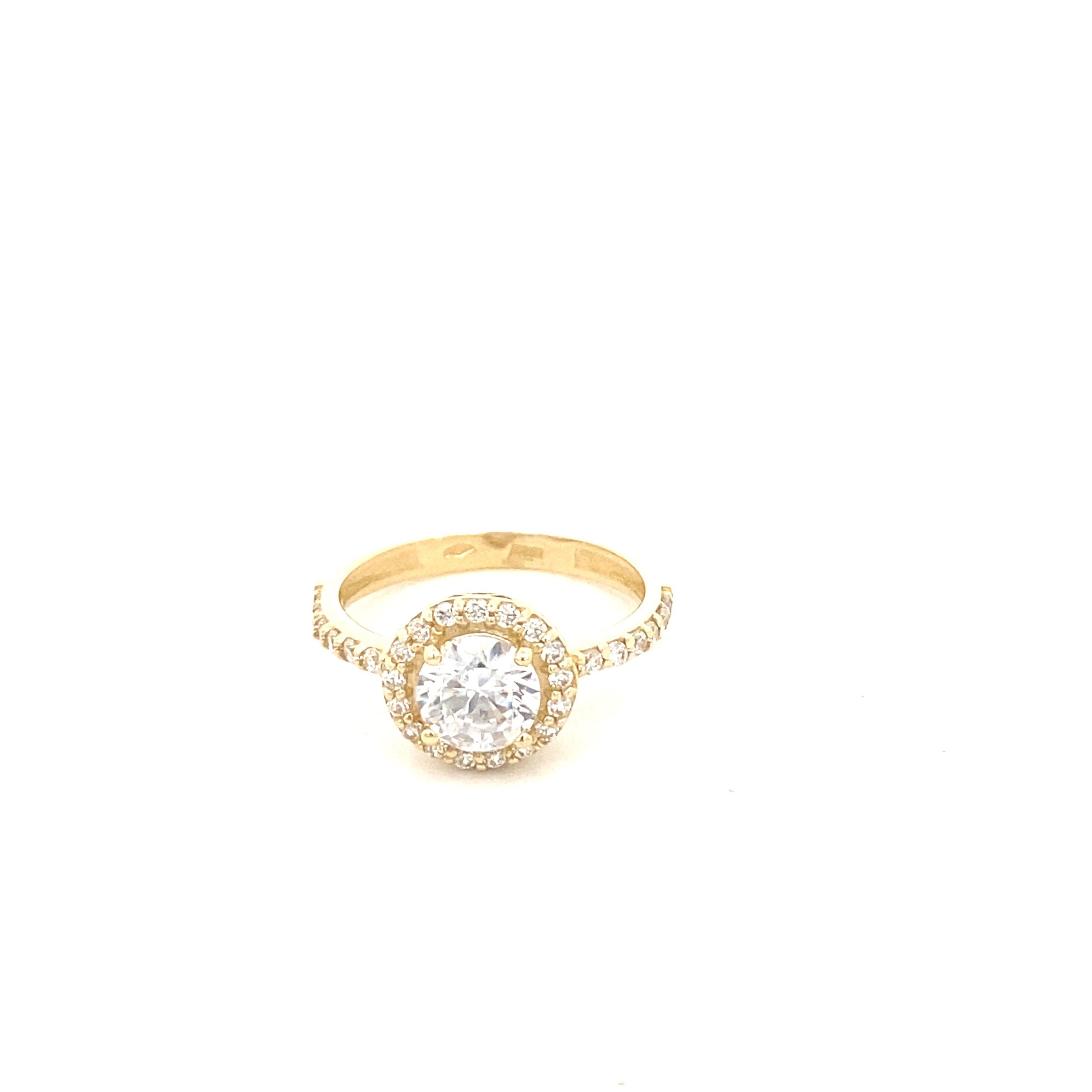 14K Gold Wedding Ring CZ