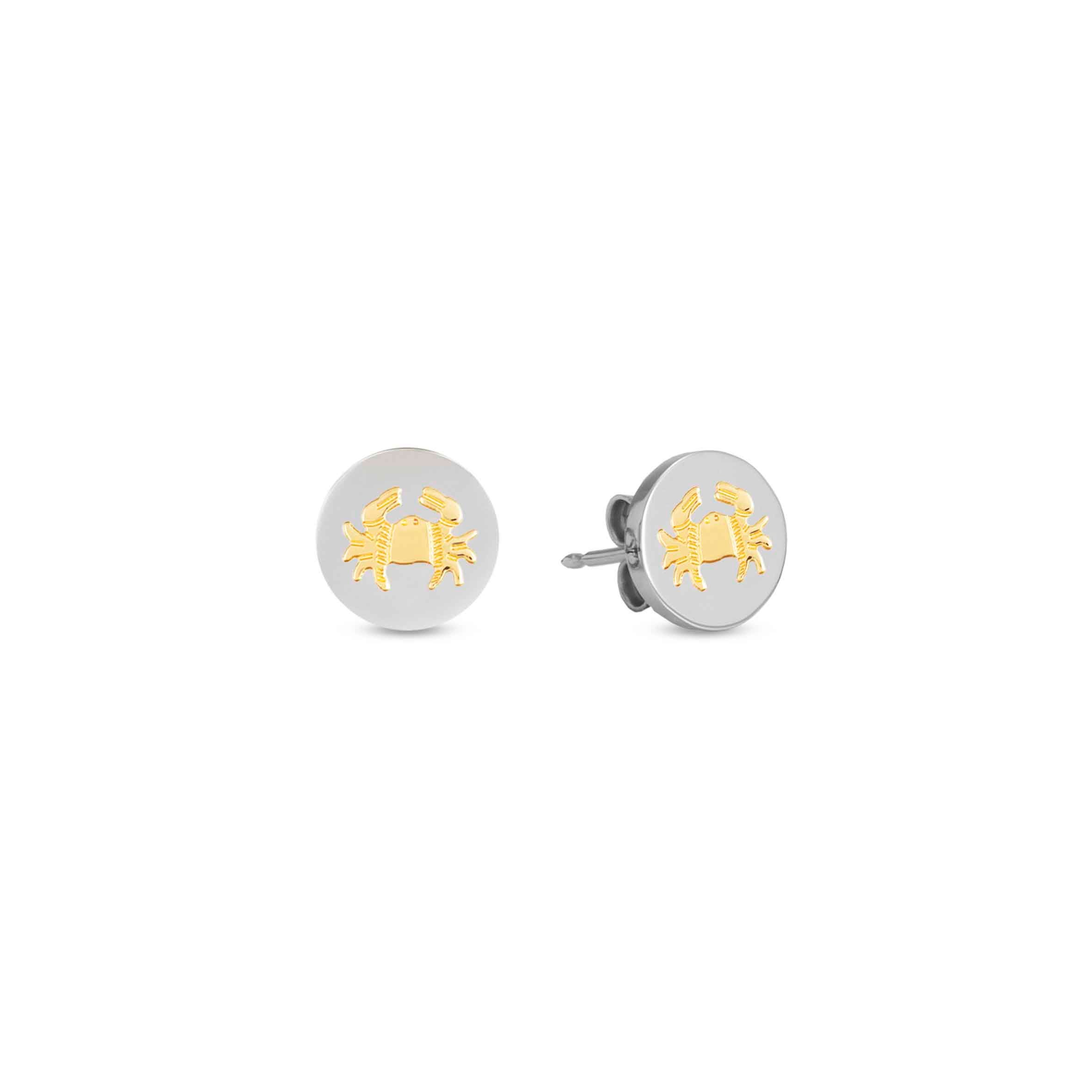 Earrings with Cancer symbol in Gold