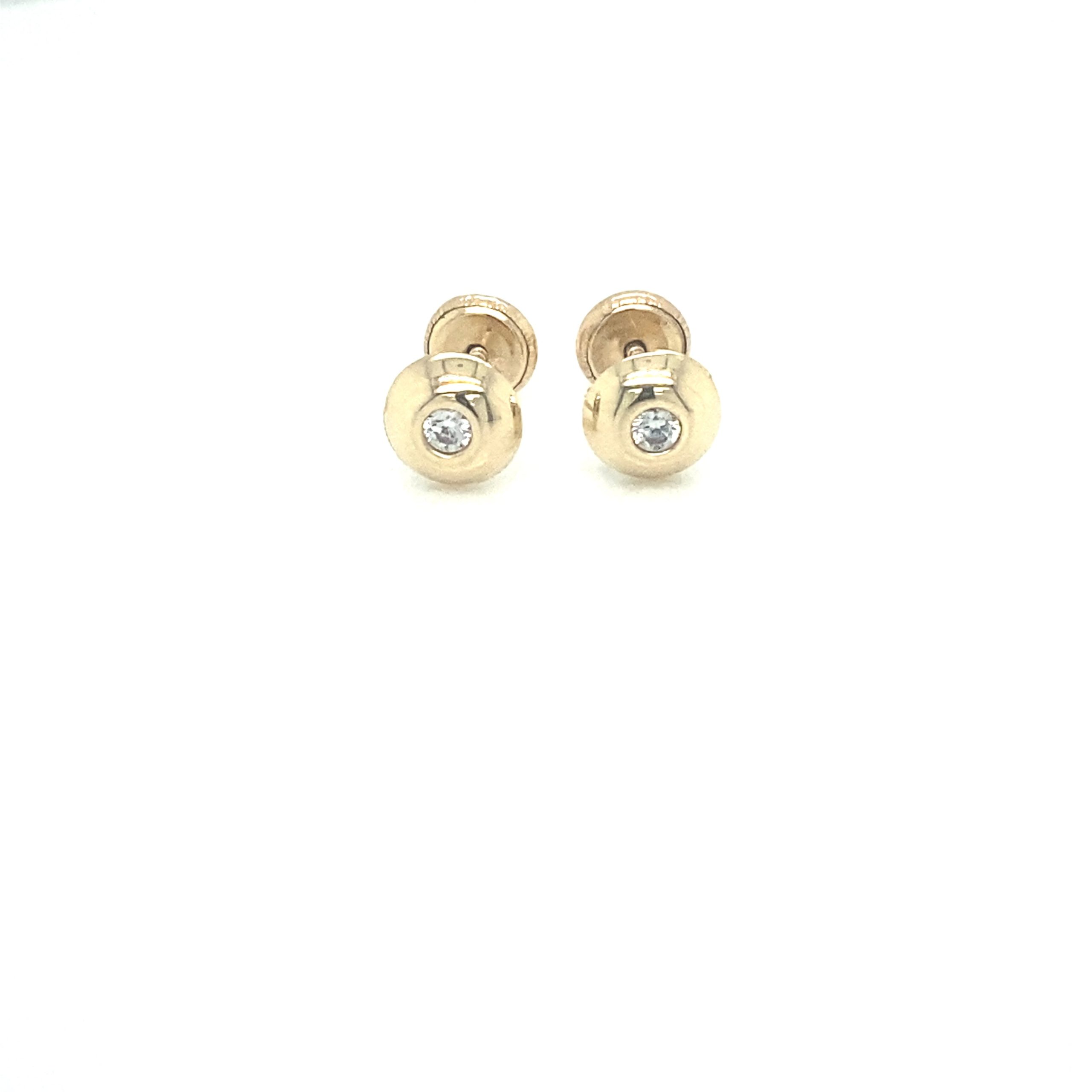 14K Gold Ball Center Earring