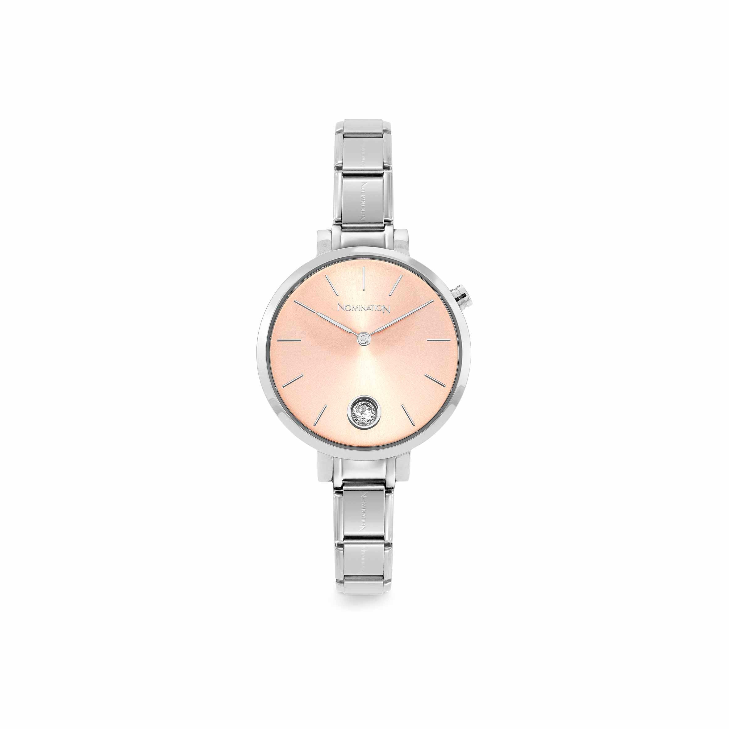 Composable watch in steel with Cubic Zirconia