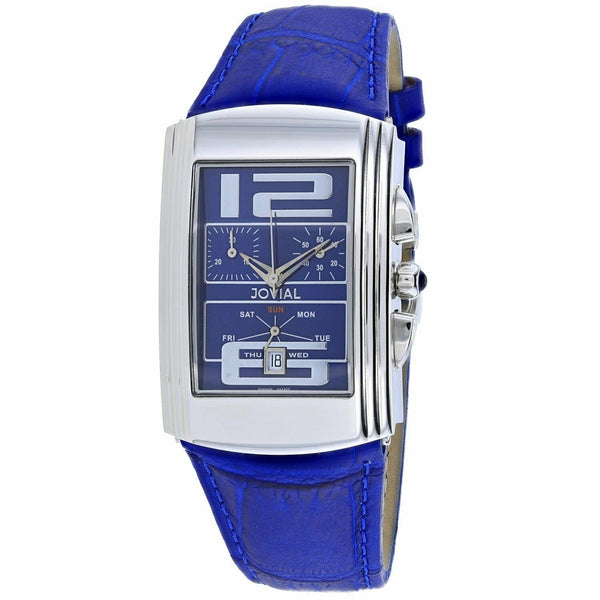 Jovial Men's 08003-GSLC-03 Classic Chronograph Blue Leather Watch