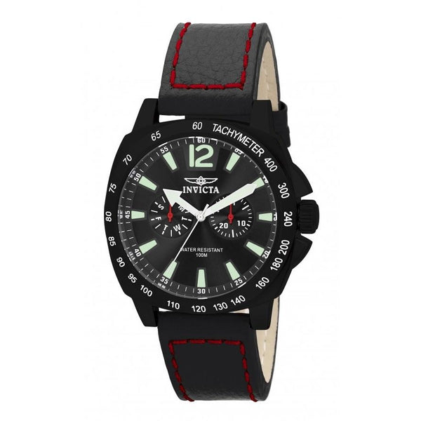 Invicta Men's 0857 Specialty Multi-Function Black Leather Watch