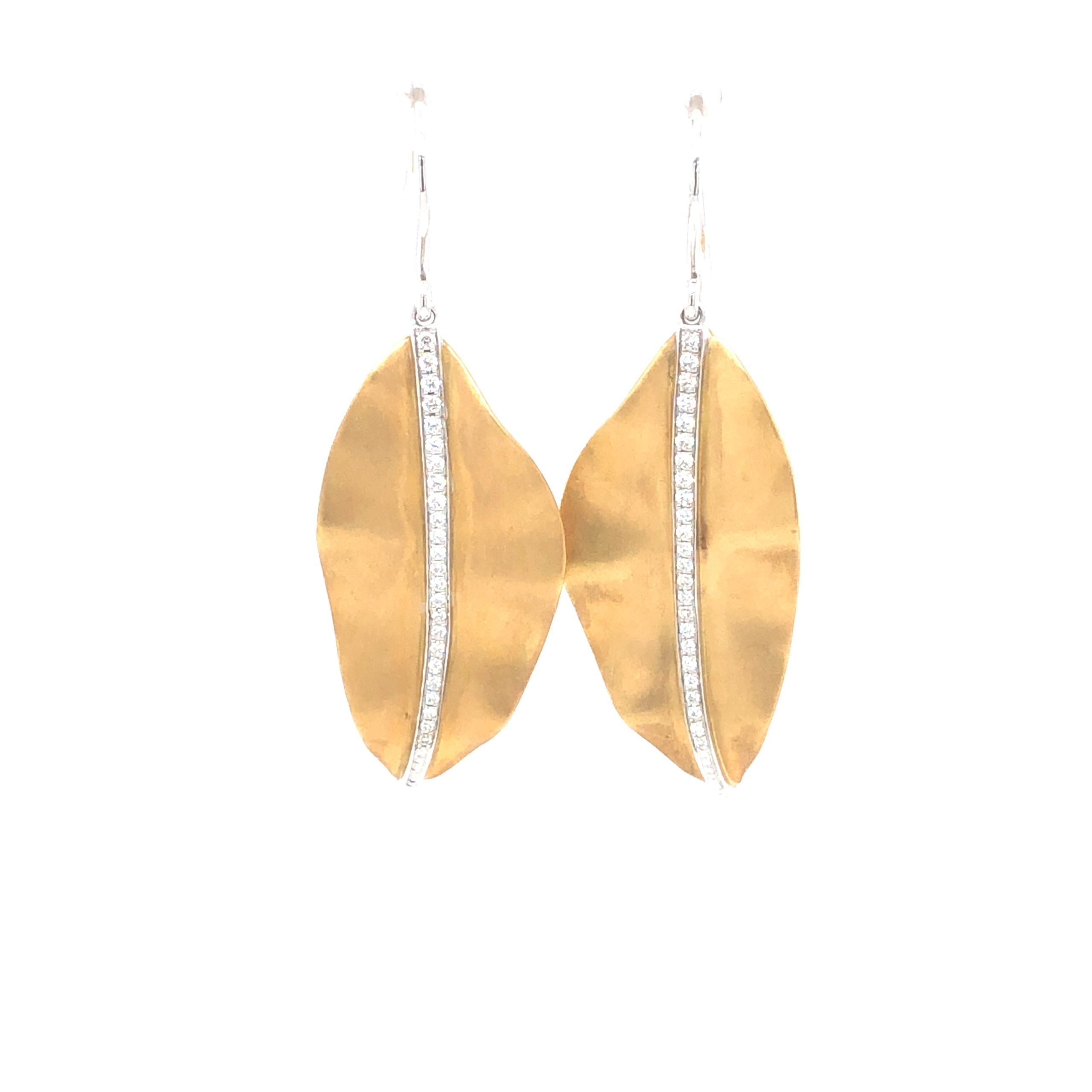 LEAF 18K GOLD EARRINGS WITH DIAMONDS