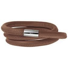 Brown Triple Wrap Leather Bracelet (Silver/Brown)