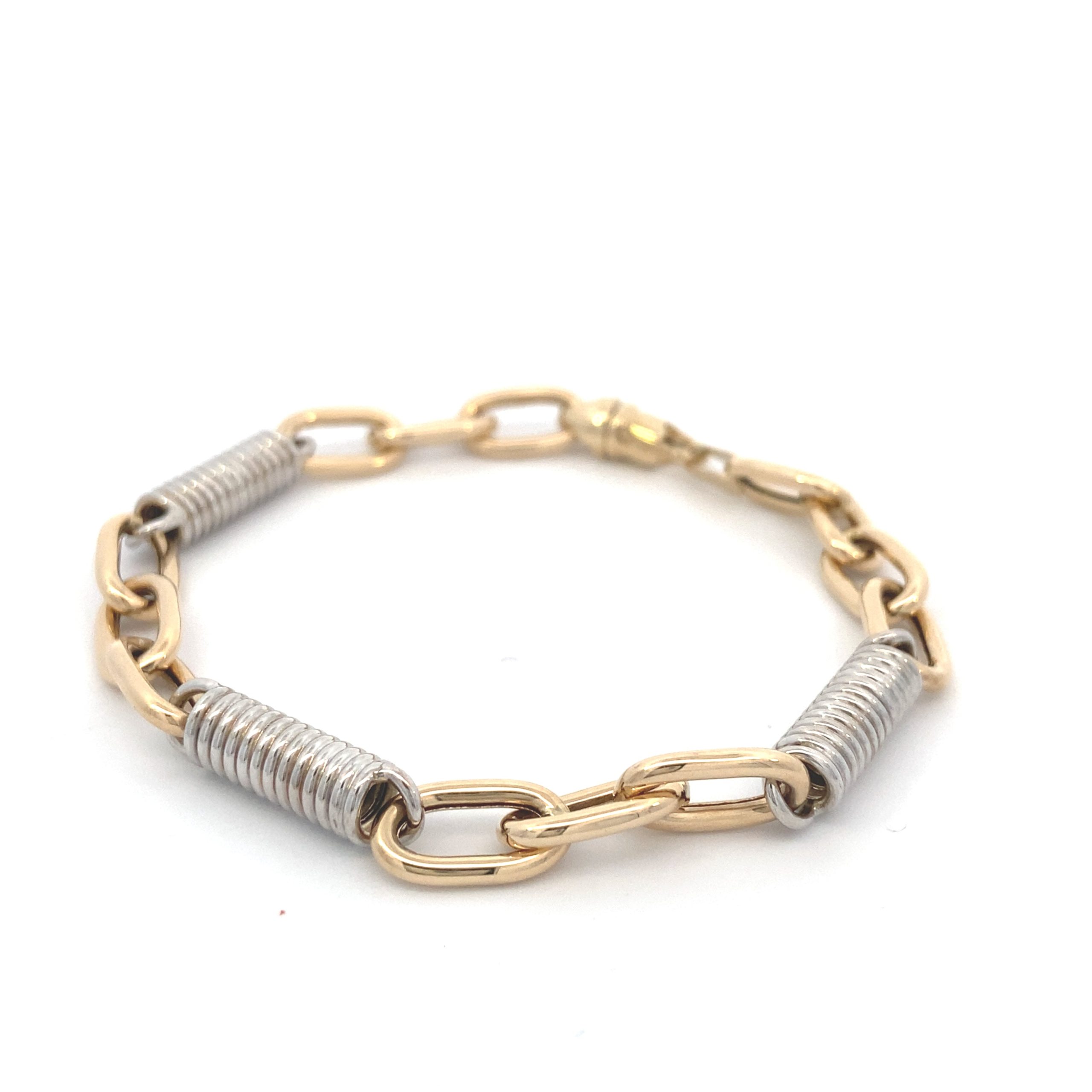 14K Gold 2/T Link Barrel Bracelet