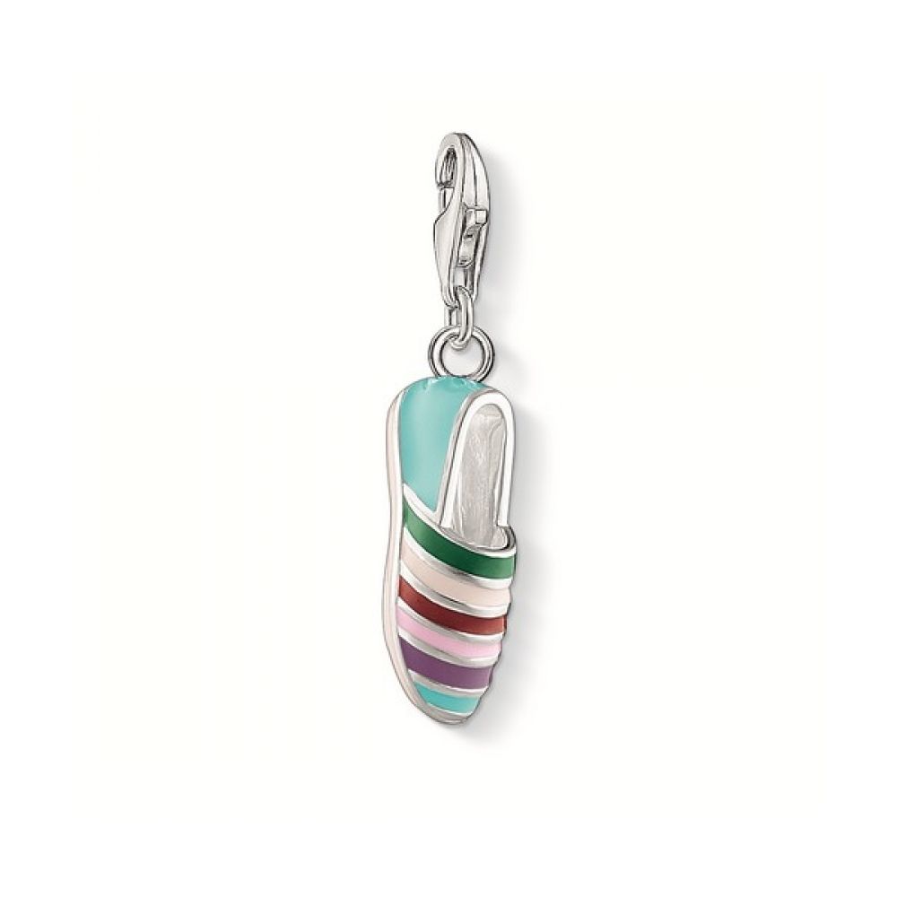 Striped Espadrille Charm (Silver/Blue)