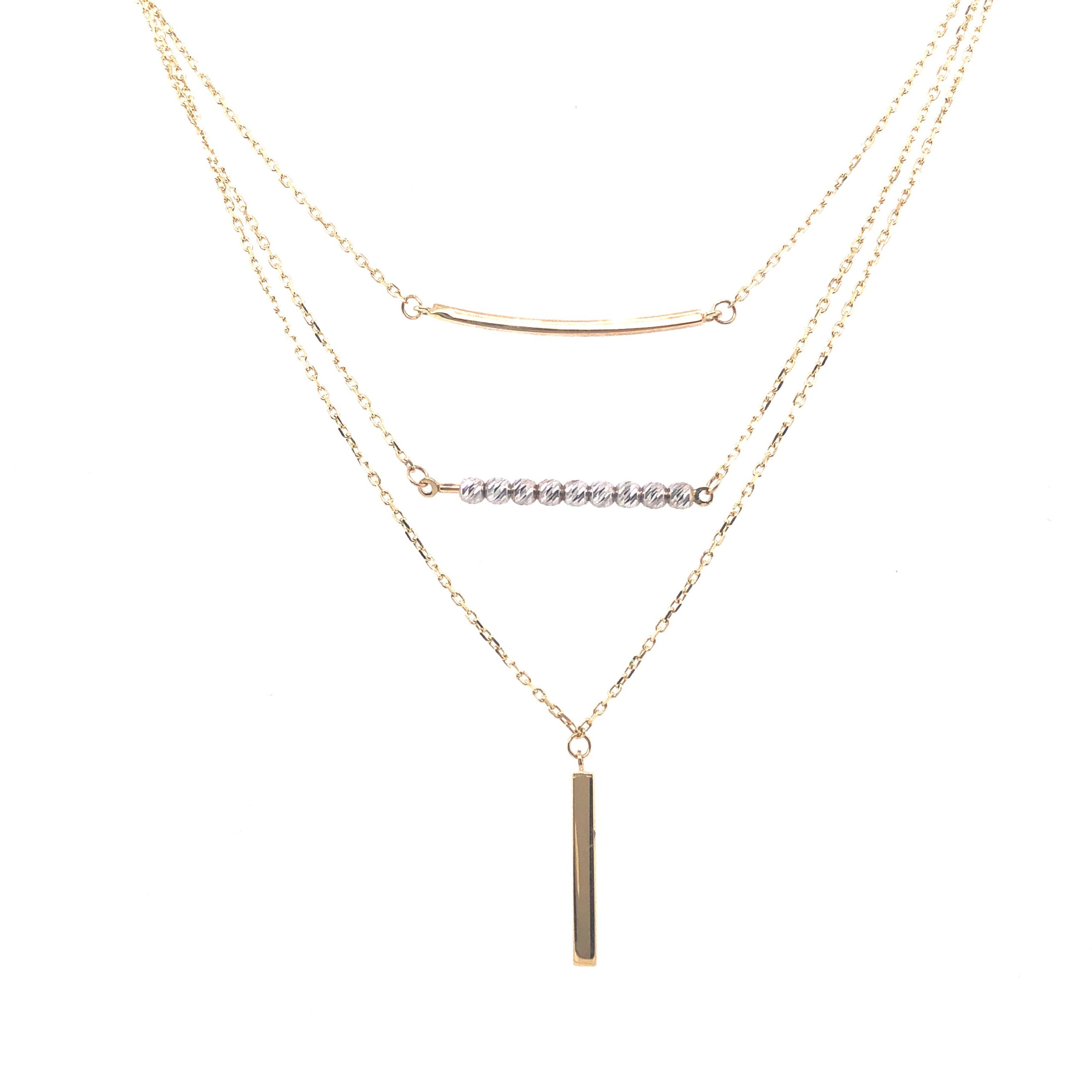 Triple Layer Two-Tone 14k Gold Chain Necklace