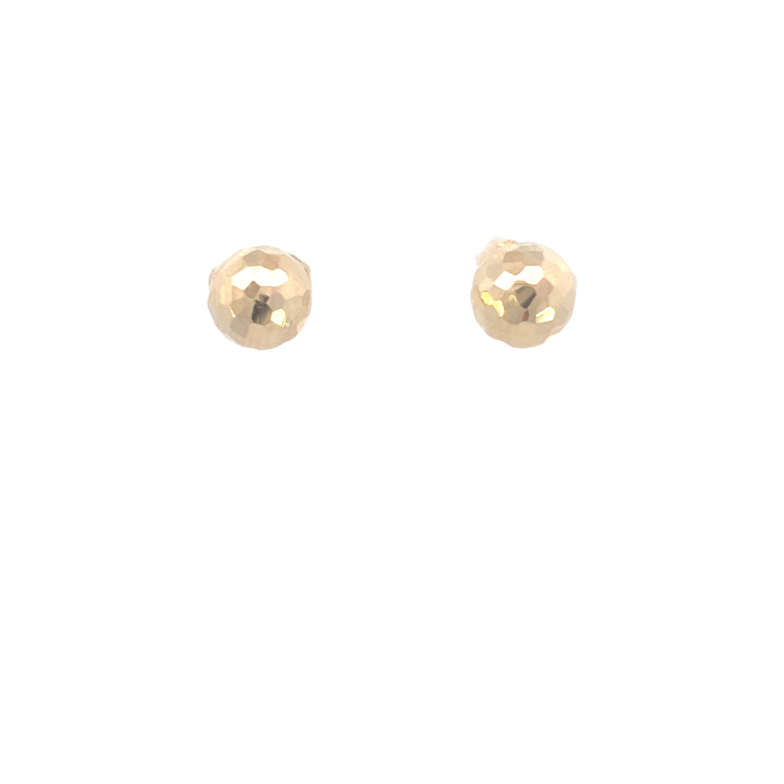 14K Gold Faceted Balls Stud Earrings