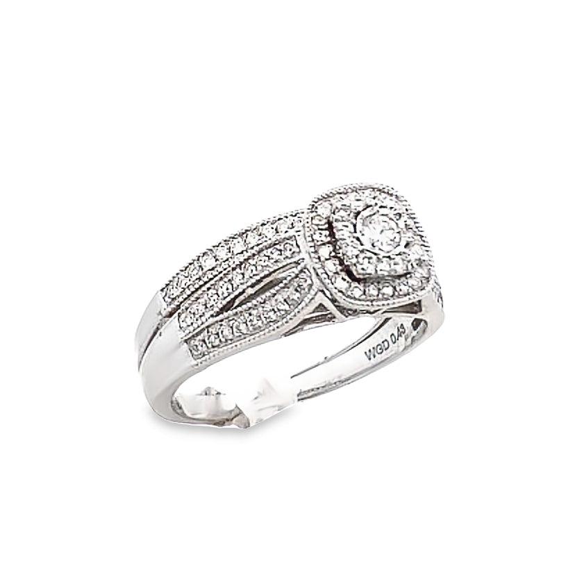 14K White Gold Diamond Bridal Ring 0.40ct