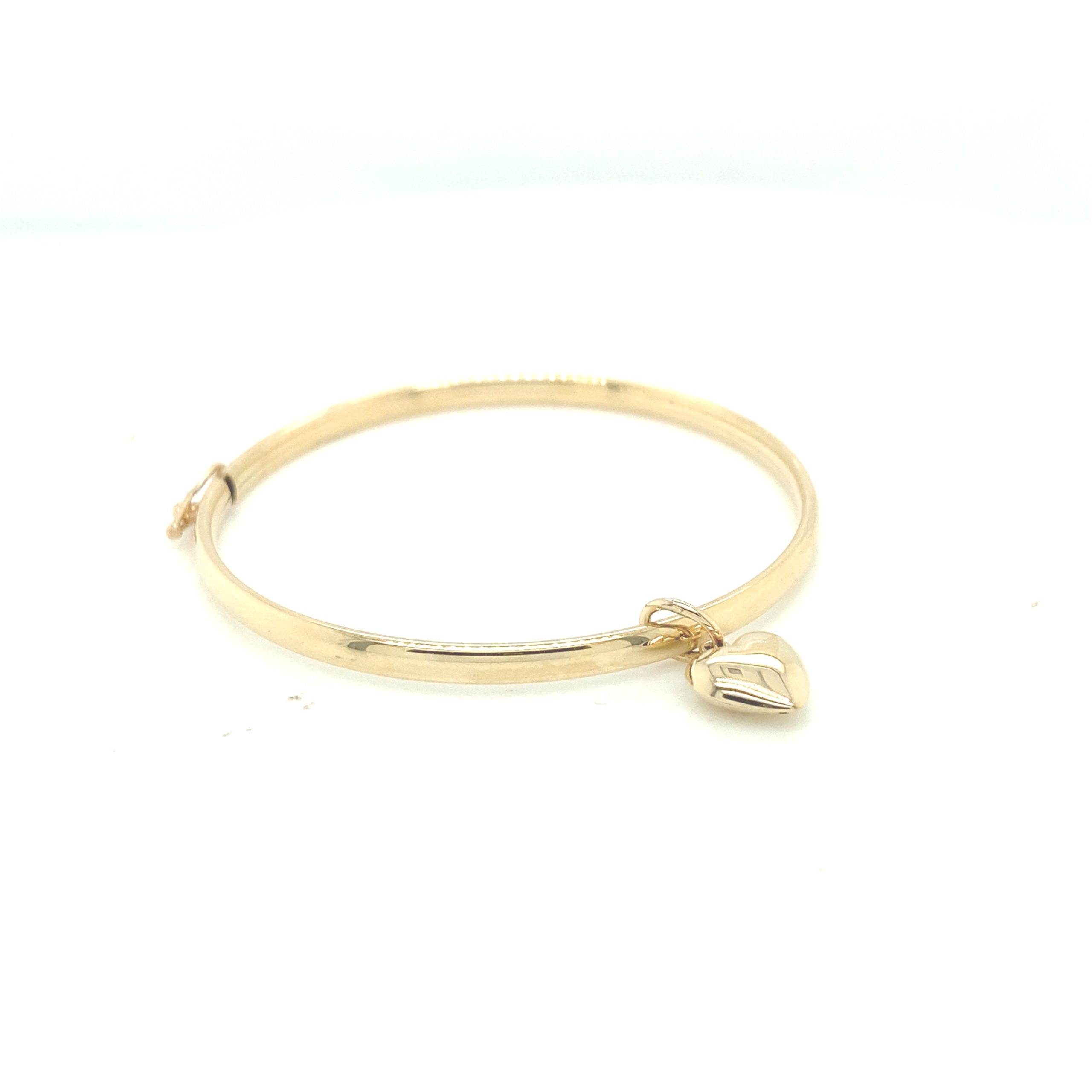 14K Gold Baby Bangle with Dangling Heart