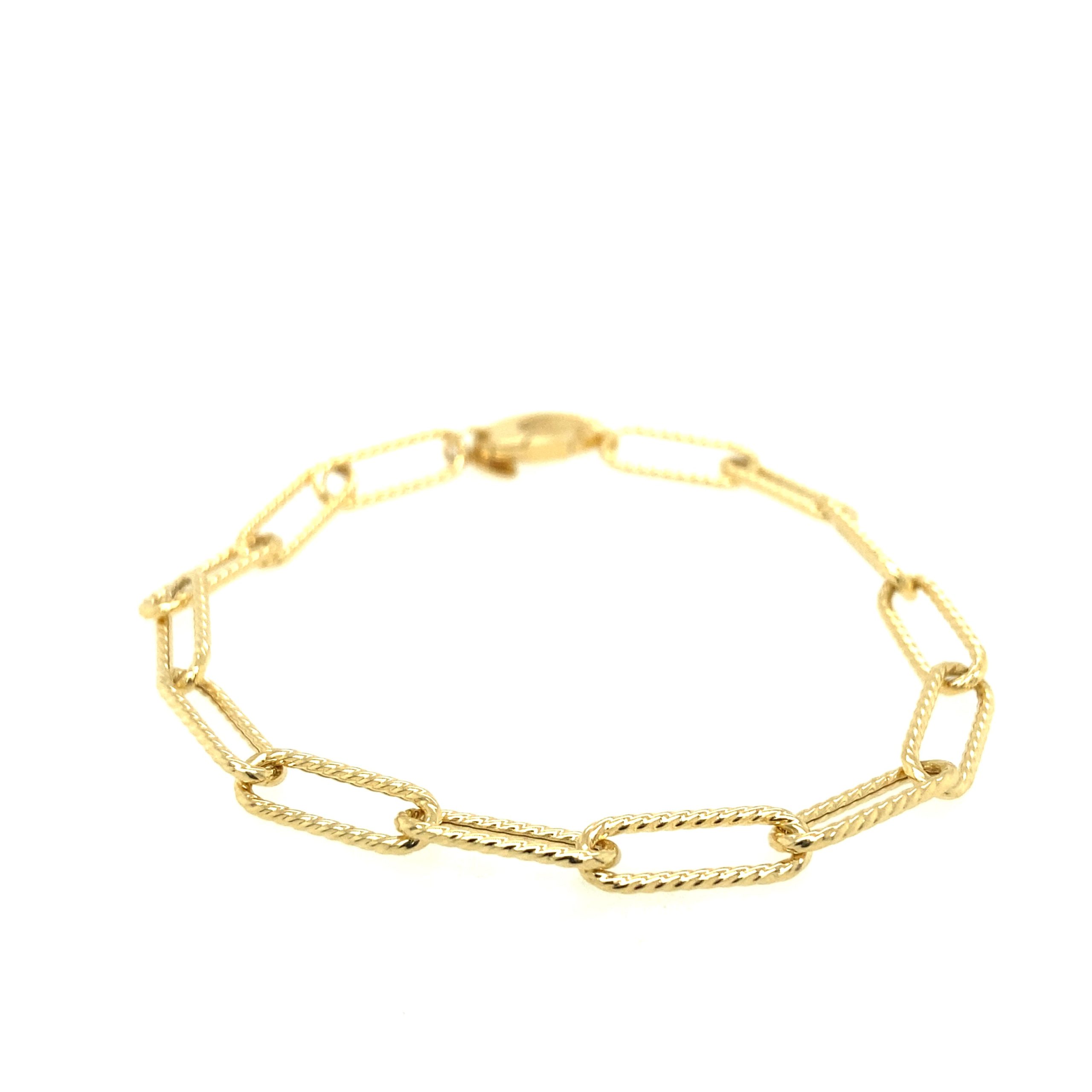 14K Gold Twist Paper Clip Bracelet