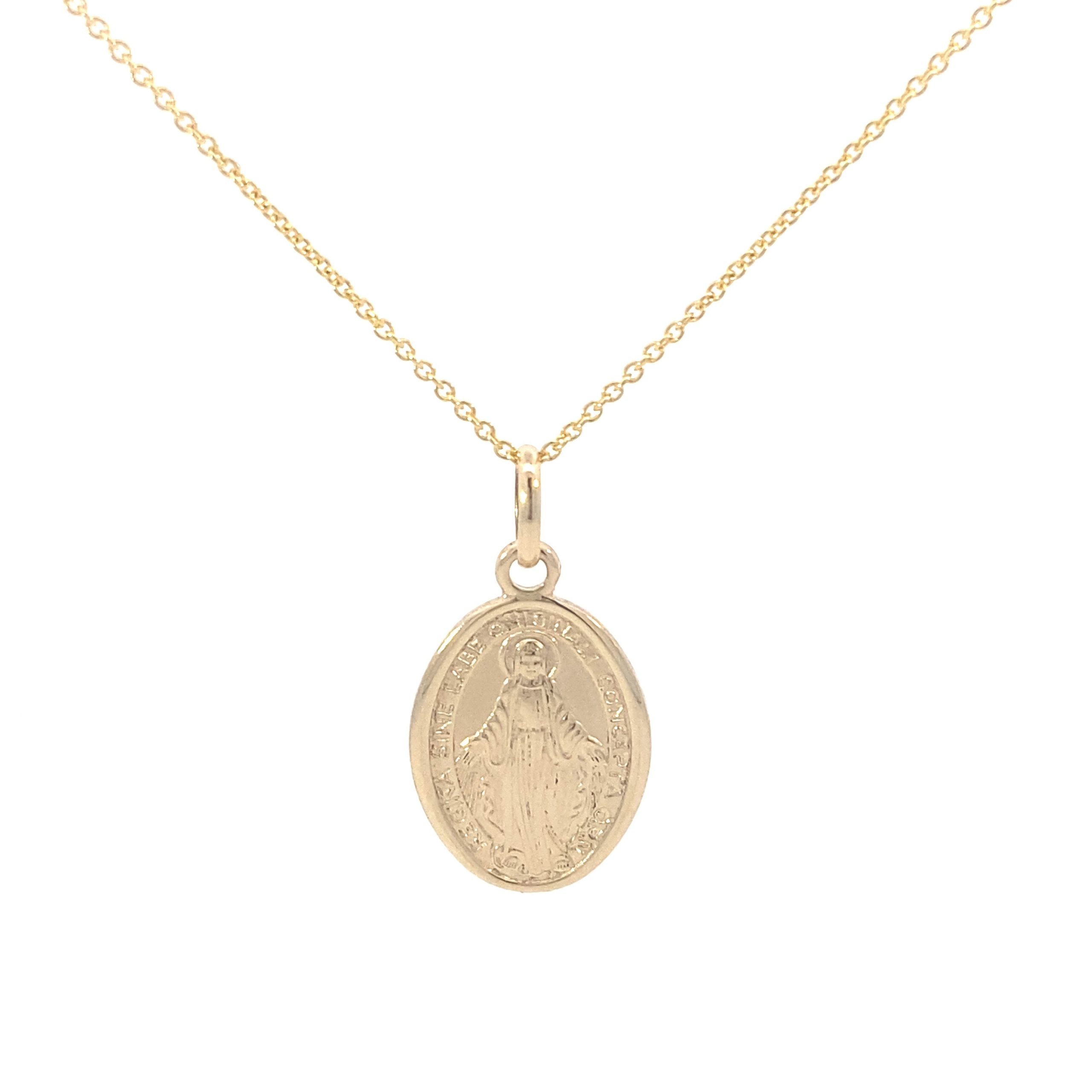 14K Gold Pendant Miraculous Virgin