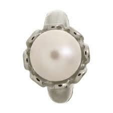 White Pearl Flower Charm (Silver/White)