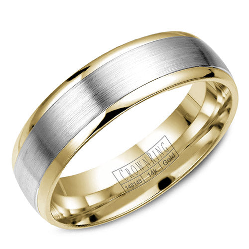 Crown Ring 14k Two Tone Gold Wedding Band - WB-7141-M10