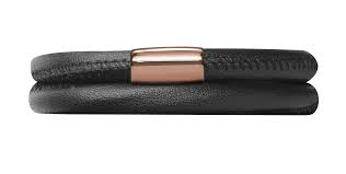 Black Double Wrap Leather Bracelet (Rose-Gold/Black)