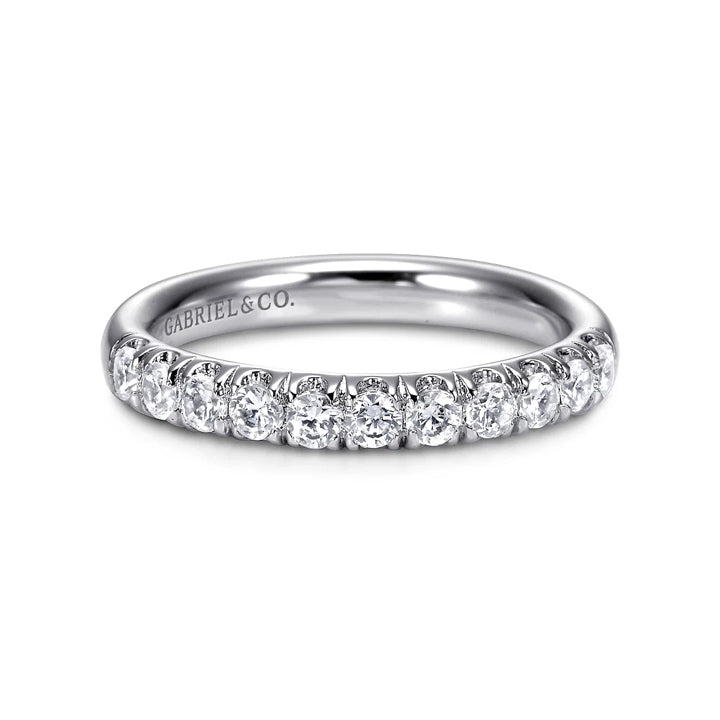 Gabriel & Co 14K White Gold 11 Stone French Pave Diamond Wedding Band - AN6072W44JJ