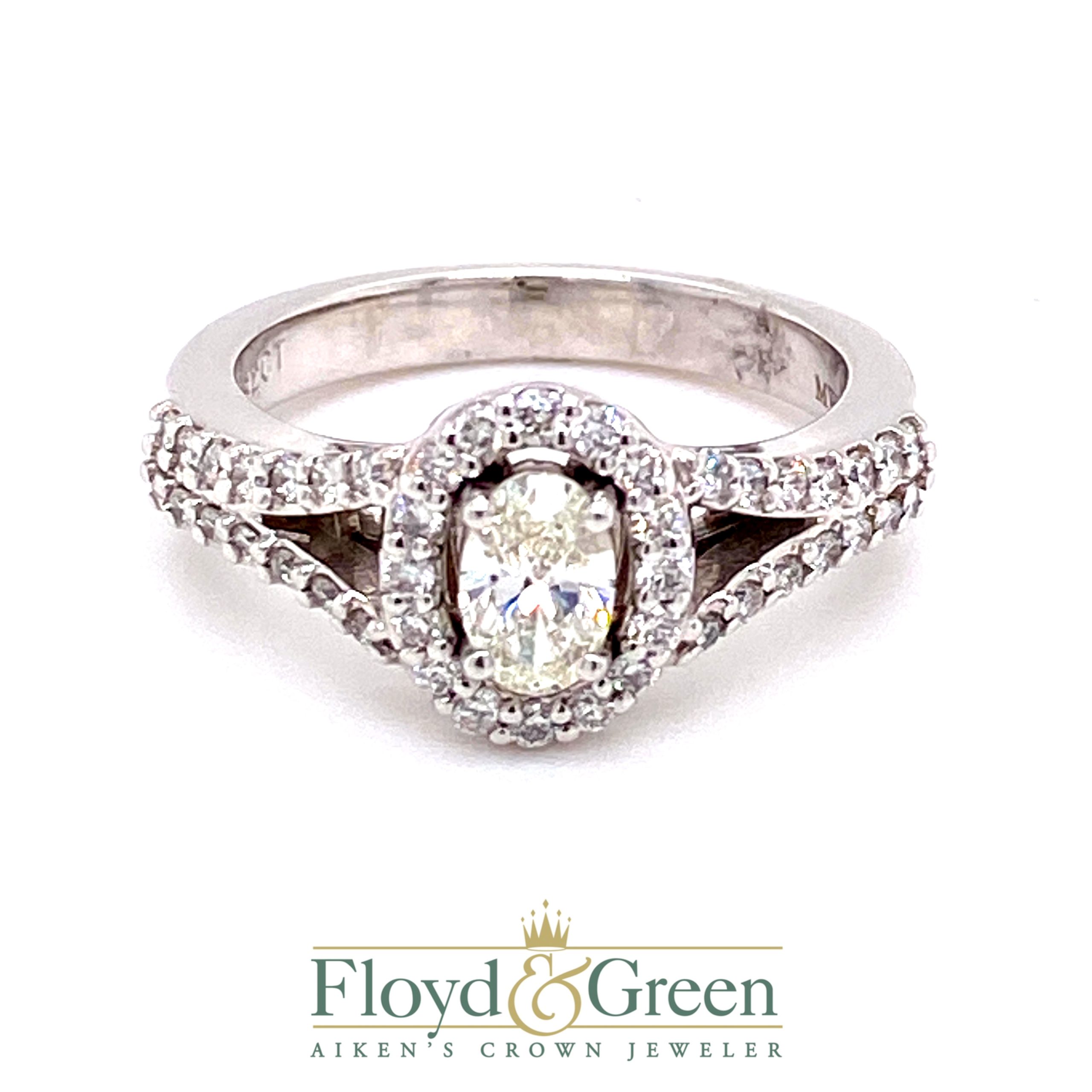 Oval Halo Engagement Ring with Split Shank
