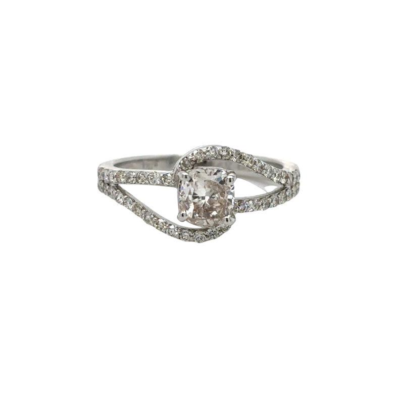 Double Bypass Split Shank Diamond Engagement Ring