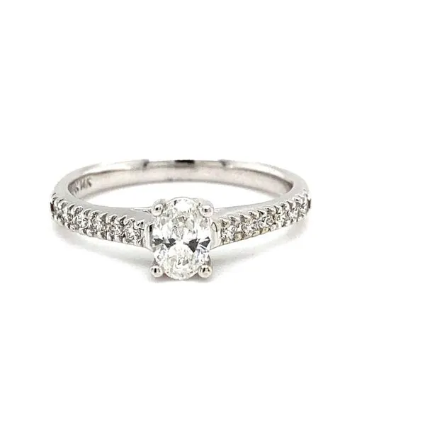 14 Karat White Gold Natural Diamond Engagement Ring with Wedding Band