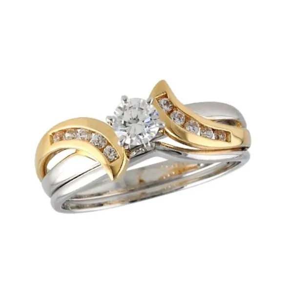 14 Karat Two-Tone Natural Diamond Engagement Ring with Wedding Band