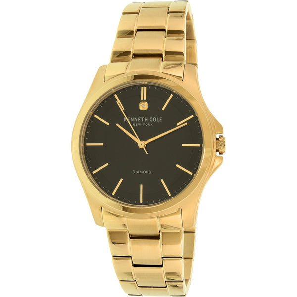 Kenneth Cole Men's 10027421 Classic Crystal Gold-Tone Stainless Steel Watch