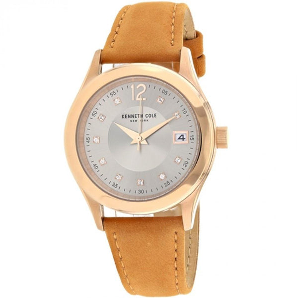 Kenneth Cole Women's 10030801 Classic Crystal Brown Leather Watch