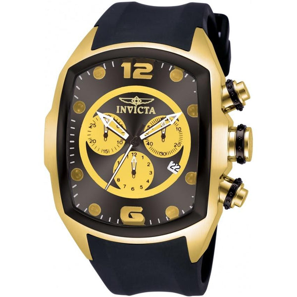 Invicta Men's 10067 Lupah Chronograph Black and Gold-Tone Polyurethane Watch