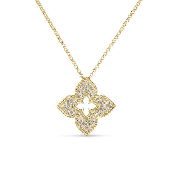 Roberto Coin Venetian Princess Pave Flower Necklace