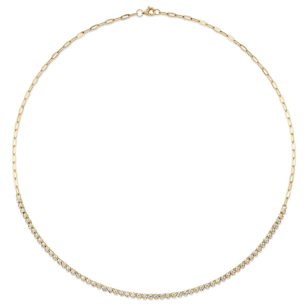 Shy Creation 1.13 Ct. Diamond Crown Setting Paper Clip Link Necklace