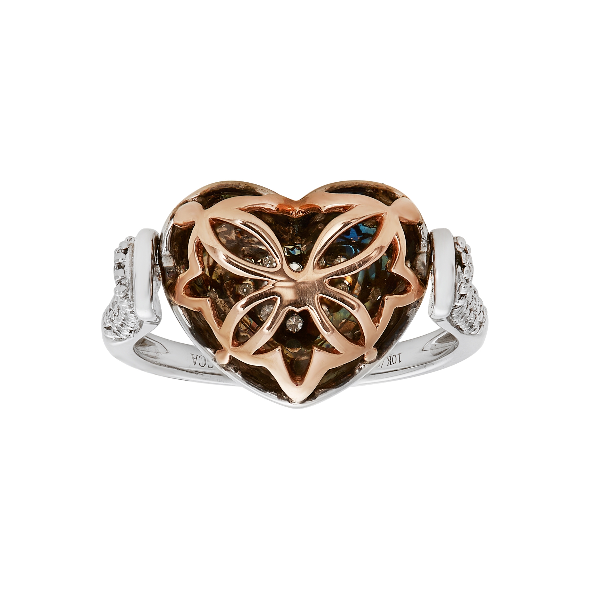 Sterling Silver & Rose Heart Ring